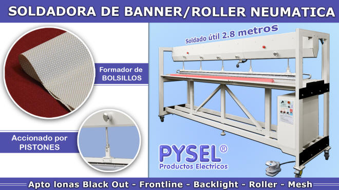 selladora especial 2,8 mts suelda cortinas roller, soldabanner neumatica a pistones soldadora de banner cortina black out, soldadura de lona mesh pysel fabrica y distribuye