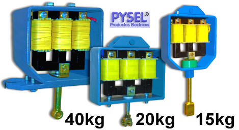 Electroiman Trifasico para frenos de puente grua y montacarga electroimanes de 40kg 20kg 15kg 10kg para frenos de puentes grua y aparejos montacarga PRODUCTOS PYSEL Fábrica PRODUCTOS PYSEL Fábrica Electroimán de accionamiento solo tiro y Electroimanes para tracciones Electroimanes para usos Especiales. Electroimanes para uso industrial de carrera simple para electrovalvulas. Electroimanes de carrera simple 20 y 25mm. Electroimán de carrera corta. Electroimanes de corriente alterna rectangulares de tiro y empuje Electroimán de empuje uso permanente de 5 y 20kg. Electroimanes para Empuje uso intermitente 2-10 y 20kg. Electroimán de accionamiento lineal y efecto simple de Maniobra. Electroimanes de accionamientos lineales y efectos simples. Electroimanes para maniobras y para tracción estándar Electroimán nucleo laminado de tracción.. Electroimanes para accionamiento en 220vca y 380vca Industrial especial en 24vca 110vca y 12vcc Electroimán para Maniobra para disparos de balancines. Electroimanes especiales para maniobras de maquinas.