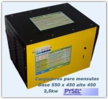 Cargadores de mediana potencia uso industrial para mensulas fondo flote con equalizacion automaticos e inteligentes en 12v 24v 36v y 48v