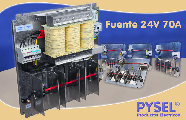 Fuente trifasica entrada 3x380 o 3x220 salida 110vcc 24vcc 70Amp, en gabinete ventilacin automatica