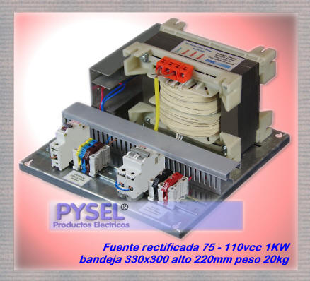 fuentes industriales monofasicas entrada 220vca salida 75vcc 110vcc 180vcc 200vcc 220vcc  ajustable en bandeja capacidad nominal 1kw