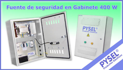 Fuente de seguridad para automatizaciones armadas en gabinetes metalicoss cableadas a borneras, con mando remoto por botonera