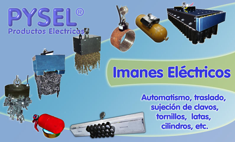 imanes electricos especiales para traslados sujecciones automatismos en base a materiales a granel o discretos, organizadores de palets cargadores electromagneticos automaticos especiales o estandar materiales caos tubos bridas esferas clavos tornillos latas chatarras en general