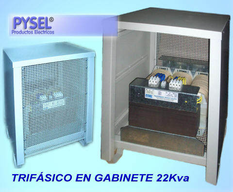 Transformadores trifasicos horizontales en gabinete portatil, con sensor trmico y ventilacin natural