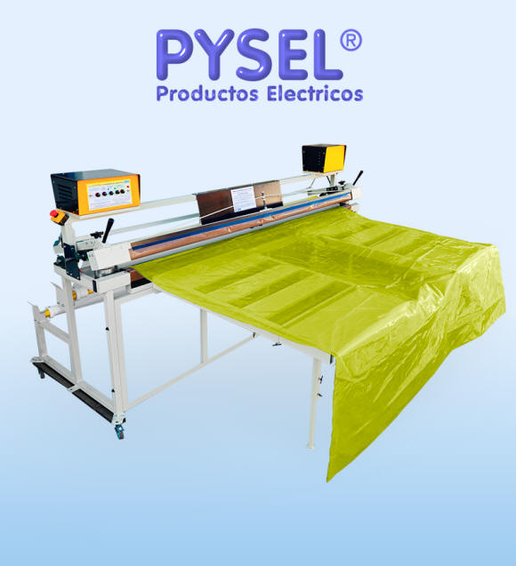 Soldadora para Productos Paletizados. Selladora de bolsas grandes, espesores de hasta 400 micrones, film de aluminio plastificado, con enfriador, material arrugado, corrugado o con pliegues. Selladora para formar films de anchos y largos variables, envoltorios de contenedores, embalses e invernaderos